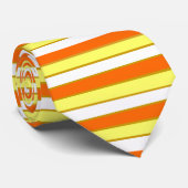 Orange, Gelb und Weiß Streifen Krawatte (Gerollt)
