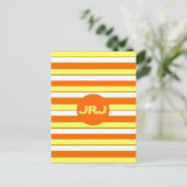 Orange, Gelb und Weiß Streifen Postkarte (Stehend Vorderseite)