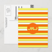 Orange, Gelb und Weiß Streifen Postkarte (Vorne/Hinten)