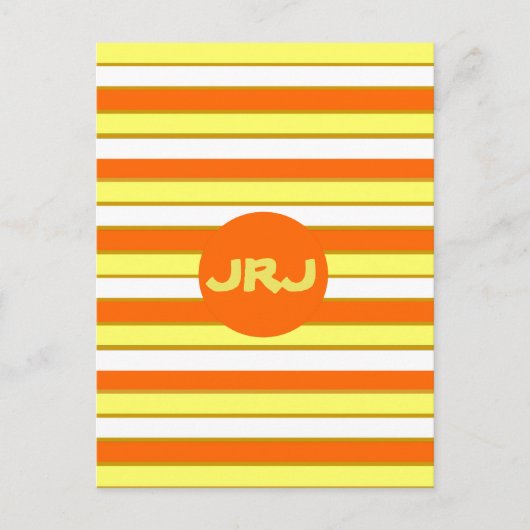 Orange, Gelb und Weiß Streifen Postkarte (Vorderseite)