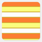 Orange, Gelb und Weiß Streifen Quadratischer Aufkleber (Vorderseite)
