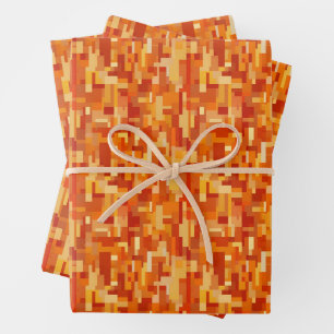 Orange / Gelbe Abstrakte Quadrate und Rechtecke Geschenkpapier Set