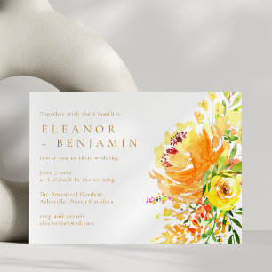 Orange Gelbe Aquarell-Blumen-Hochzeitslandschaft Einladung