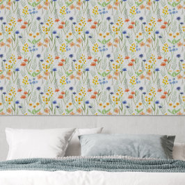 Orange Gelbe Blaue Wasserfarben-Wildblume Tapete