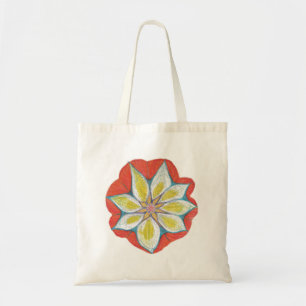 Orange Gelbe Blume Mandala Malerei Budget Tote Tragetasche