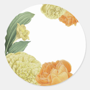 orange-gelbe Blumen Runder Aufkleber