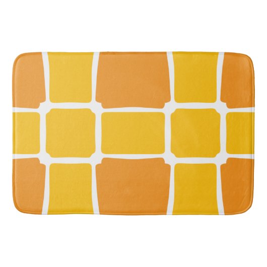 orange gelbe Formen Quadrate fett asymmetrisch Badematte (Vorderseite)