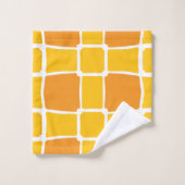 orange gelbe Formen Quadrate fett asymmetrisch Badhandtuch Set (Waschlappen)