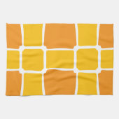 orange gelbe Formen Quadrate fett asymmetrisch Geschirrtuch (Horizontal)
