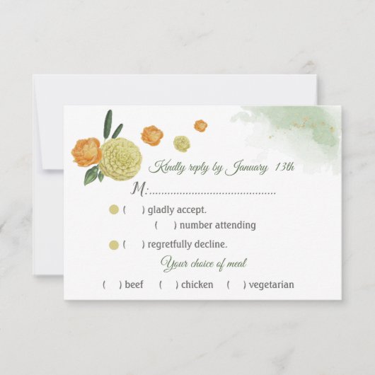 orange-gelbe grüne Blätter - Auswahl RSVP Karte (Vorderseite)