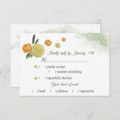 orange-gelbe grüne Blätter - Auswahl RSVP Karte (Vorne/Hinten)