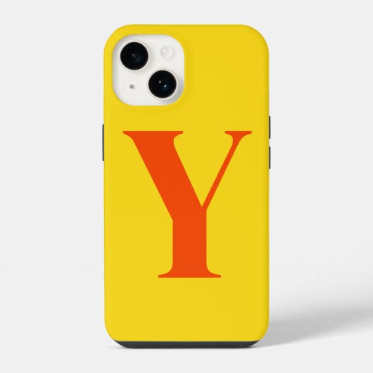 Orange Gelbe Initialen Personalisiertes Monogramm iPhone Hülle (Rückseite)