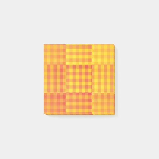 Orange Gelbe Karo-Patchwork-Muster Post-it Klebezettel (Vorderseite)