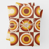 Orange-gelbe Kreise des mittleren Jahrhunderts auf Geschenkpapier Set (Beispiel)
