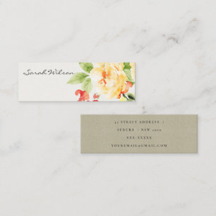 ORANGE-GELBE-ROTE ROSE-WASSERFARBADRESSE MINI VISITENKARTE