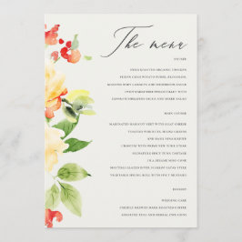 ORANGE GELBE ROTE ROSE WATERCOLOR FLORAL MENÜ MENÜKARTE