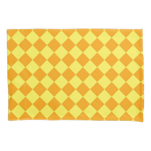 Orange Gelbe Schachbrett Diamant Muster Kissenbezug