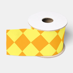 Orange Gelbe Schachbrett Diamant Muster Ripsband