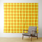 Orange Gelbe Schachbrett Diamantmuster  Wandteppich (Beispiel (Horizontal))