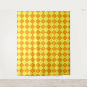 Orange Gelbe Schachbrett Diamantmuster Wandteppich