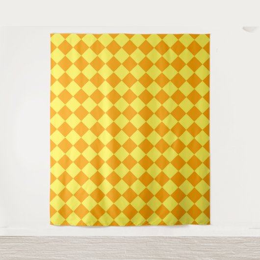 Orange Gelbe Schachbrett Diamantmuster  Wandteppich (Vorderseite)