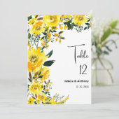 Orange-gelbe Sommer-botanic-florale Tischnummern (Stehend Vorderseite)