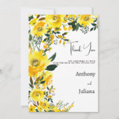 Orange gelbe sommerliche botanische Blüte Danke Einladung (Vorderseite)