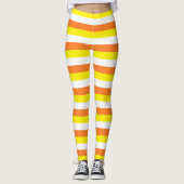 Orange, gelbe und weiße Streifen Leggings (Vorderseite)