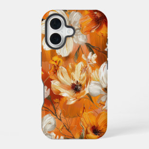ORANGE GELBE WEISSE HERBSTANEMONE MOHN BLUMEN iPhone 16 HÜLLE