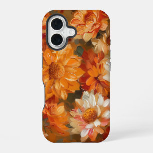 ORANGE GELBE WEISSE HERBSTANEMONE MOHN BLUMEN iPhone 16 HÜLLE