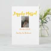 Orange-gelbes Retro-Foto glückliches Ehepaar Einladung (Stehend Vorderseite)