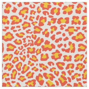 Orange, gelbes, weißes Leopard-Gewebe Stoff