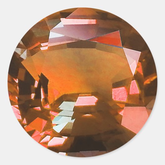 Orange Gem Runder Aufkleber (Vorderseite)