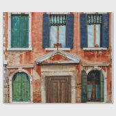 ORANGE-GEMALTETE GEBÄUDE-FACADE GESCHENKPAPIER (Flach)