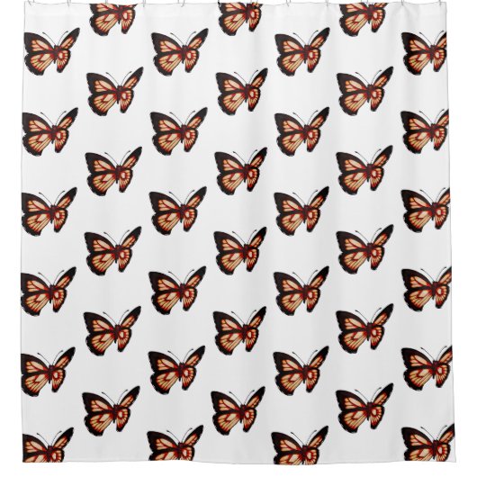 Orange Gemustert Butterfly Duschvorhang (Vorderseite)