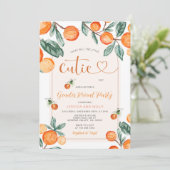 Orange Gender Reveal Was wird die kleine Süsse sei Einladung (Stehend Vorderseite)