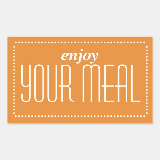 Orange Genießen Sie Ihre Mahlzeit Rechteckiger Aufkleber (Vorderseite)