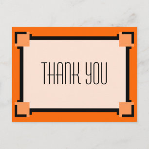Orange Geometric Art Deco Vielen Dank Postcard Postkarte