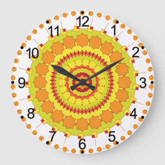 Orange Geometric Circle Mandala-70250 Große Wanduhr (Vorderseite)