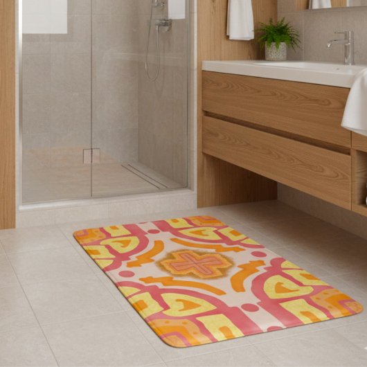 Orange Geometric Cross Style Badematte