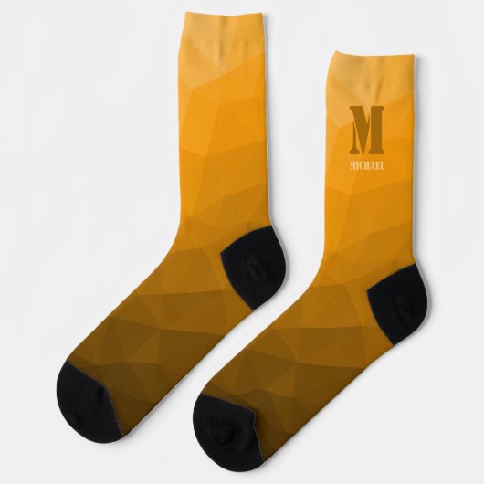 Orange geometric mesh pattern Monogram Socken (Linkes Detail)