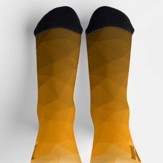Orange geometric mesh pattern Monogram Socken (Oben)
