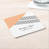 Orange Geometric Strip Paper Untersetzer (angewinkelt)