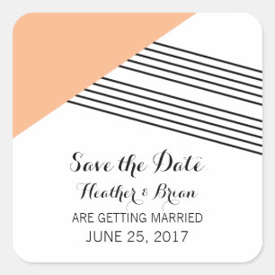 Orange Geometric Strip Save the Date Stickers