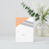 Orange Geometric Stripe Wedding-Platzkarten Platzkarte (Stehend Vorderseite)