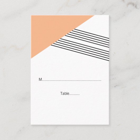 Orange Geometric Stripe Wedding-Platzkarten Platzkarte (Vorderseite)