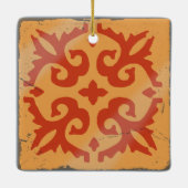 Orange Geometric Tile Board Game Distressed Keramikornament (Rückseite)