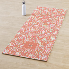 Orange Geometrie Batik Muster Monogramm Yogamatte