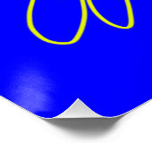 Orange geometrische Blume auf blau Poster (Ecke)