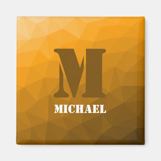 Orange geometrische Maschenmuster Monogram Magnet (Vorne)